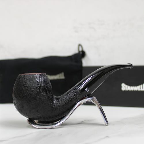 Stanwell Brushed Black Model 185 Bent 9mm Filter Fishtail Pipe (ST114) - END OF LINE