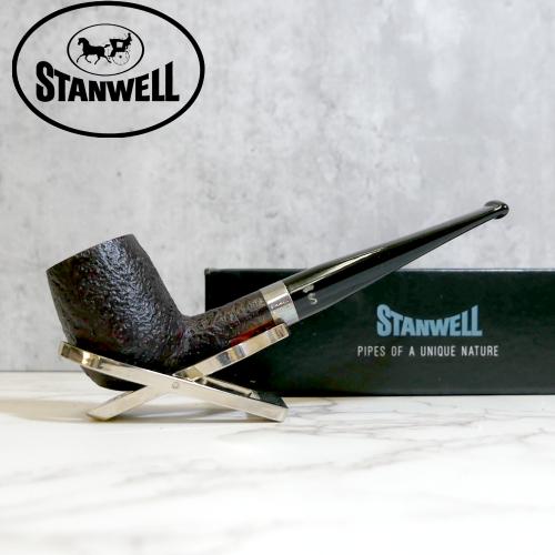 Stanwell Sterling Black Sandblast 03 Silver Mounted Fishtail Pipe (ST149) - END OF LINE