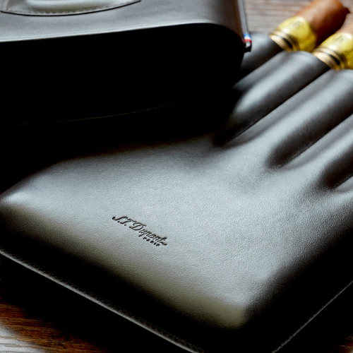 ST Dupont Cigar Case - Atelier CL Leather - Brown - Holds 5 Cigars