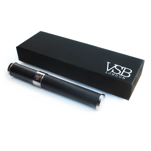 VSB London Matte Black Carbon Fibre & Stainless Steel 56 Ring Gauge Cigar Tube
