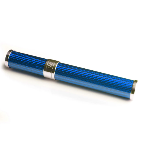 VSB London Gloss Blue Carbon Fibre & Stainless Steel 56 Ring Gauge Cigar Tube