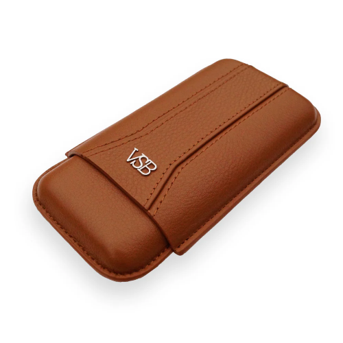VSB London Three Finger Brown Leather Cigar Case