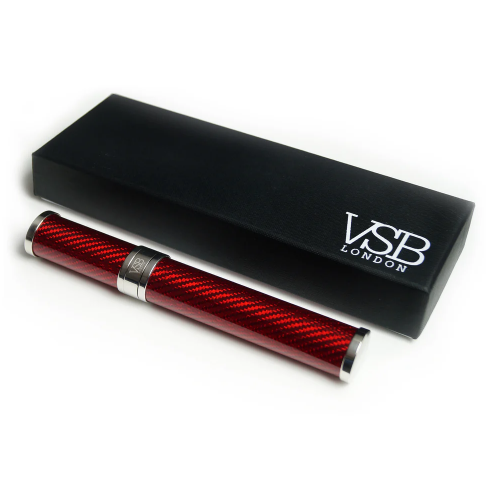 VSB London Gloss Red Carbon Fibre & Stainless Steel 56 Ring Gauge Cigar Tube