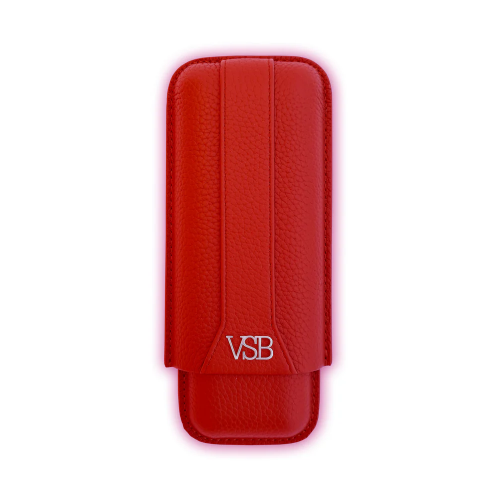 VSB London Two Finger Red Leather Cigar Case