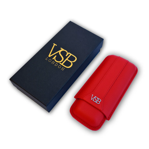 VSB London Two Finger Red Leather Cigar Case