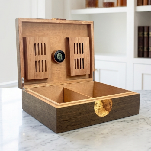 Jonathon Vaiksaar Artemis Small Regular Humidor - Smoked Oak - 70 Cigar Capacity