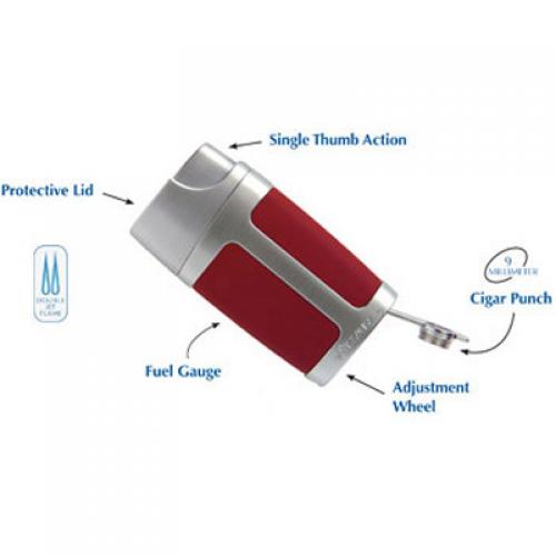 Xikar Element ELX Twin Jet Lighter with Punch Cutter Red