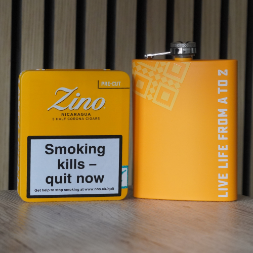 FLASH SALE - Zino Nicaragua Half Corona & Flask Sampler - Tin of 5 & Flask