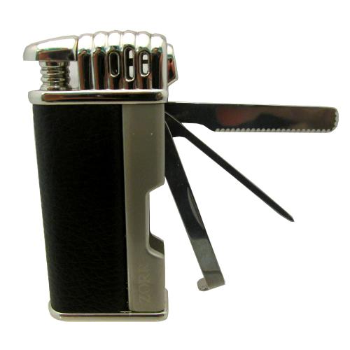Zorr Pipe Lighter with Pipe Tool Black Leather and Gunmetal