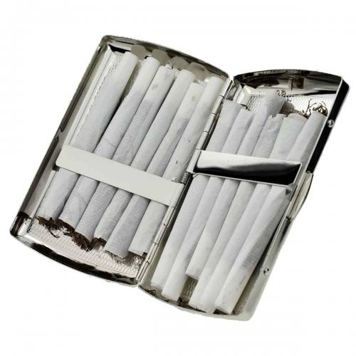 Double Sided Brush Chrome Cigarette Case - Fits Up To 12 Kingsize Cigarettes
