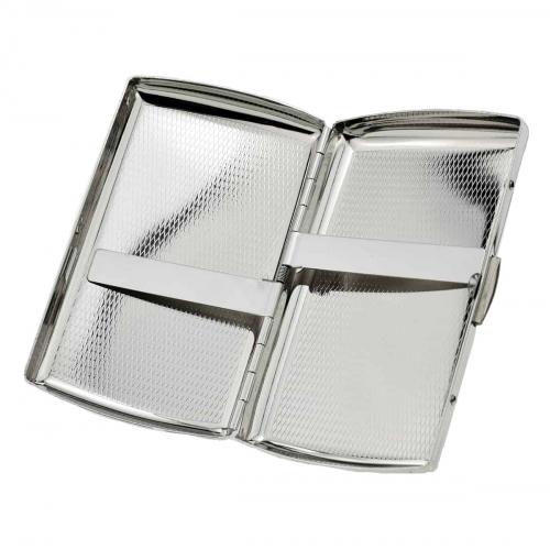 Double Sided Brush Chrome Cigarette Case - Fits Up To 12 Kingsize Cigarettes