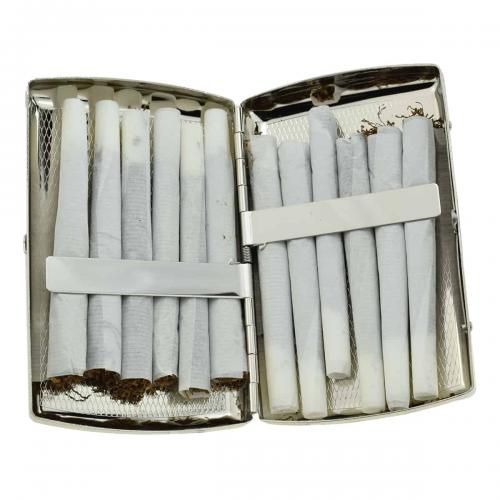 Double Sided Brush Chrome Cigarette Case - Fits Up To 12 Kingsize Cigarettes