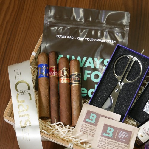 CGars House Brands Cigar Hamper - Gift Sampler - 4 Cigars and Accessories