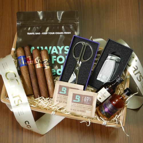 CGars House Brands Cigar Hamper - Gift Sampler - 4 Cigars and Accessories