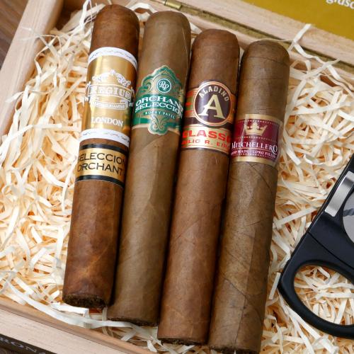 CGars Ltd House Brands Gift Box Sampler - 4 Cigars with Cutter and Lighter