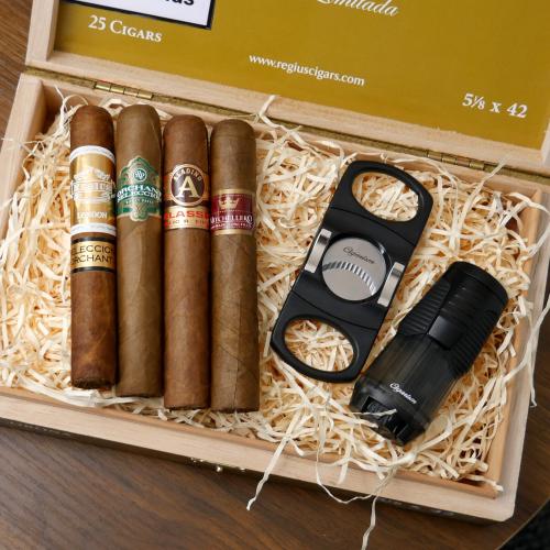 CGars Ltd House Brands Gift Box Sampler - 4 Cigars with Cutter and Lighter