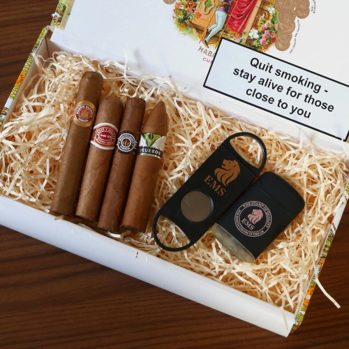 Cuban Beginners Gift Box Sampler - 4 Cigars & Accessories
