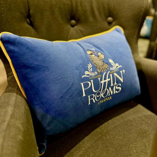 Puffin Rooms Branded Rectangle Velour Cushion