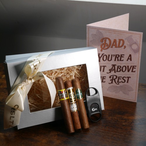 A Cut Above the Rest Fathers Day Gift Sampler - 3 Cigars, Cutter and Card