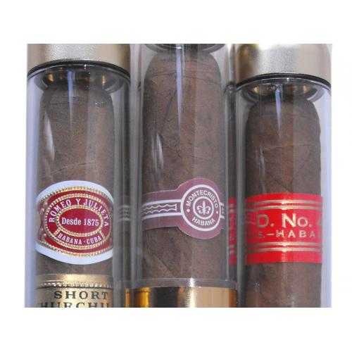Glass Cigar Travel Tube set - 3 cigars - Great Gift