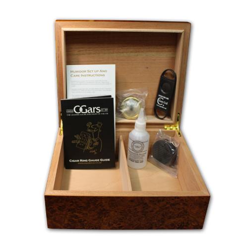 Budget Dark Burl Humidor - 25 Cigar Capacity