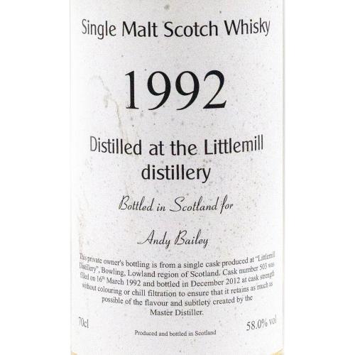 Littlemill Andy Bailey 1992 - 70cl 58%