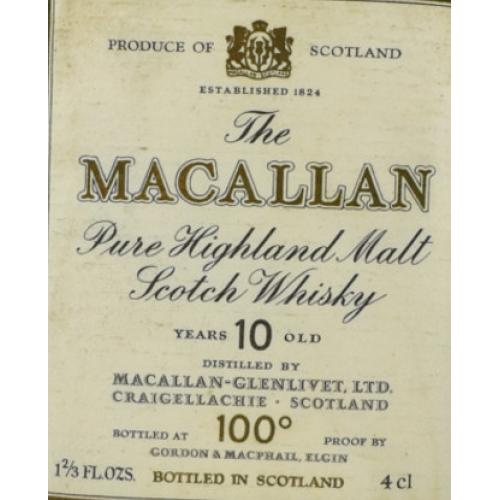 Macallan 10 Year Old Gordon & MacPhail 100 Proof Whisky Miniature - 57% 4cl