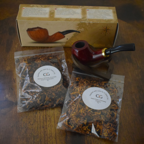 Bens Mr Brog Rubel No 132 Smooth Metal Filter Fishtail Pipe & Ruby Pipe Tobacco Sampler