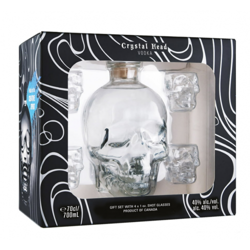 Crystal Skull Head Gift Pack with 4 Shot Glasses Gift Pack