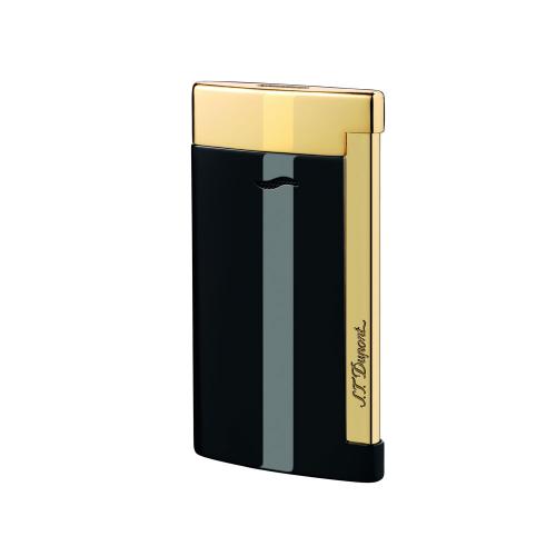 ST Dupont Lighter - Slim 7 Flat Flame Torch - Black and Gold