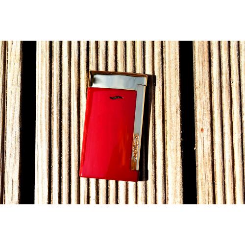 ST Dupont Lighter - Slim 7 Flat Flame Torch - Red and Gold