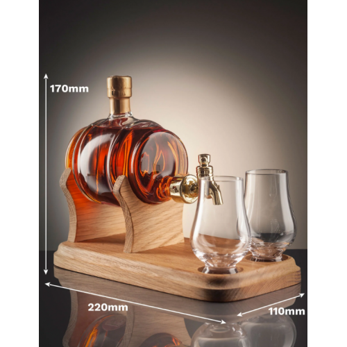 Barrel and 2 Glasses with Tap Whisky Decanter (Stylish Whisky) - 40% 350ml