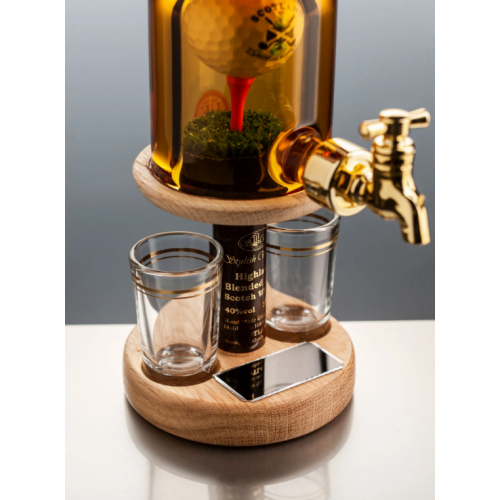 Golf Ball on Tee with Tap and 2 Glasses Whisky Decanter (Stylish Whisky) - 40% 350ml