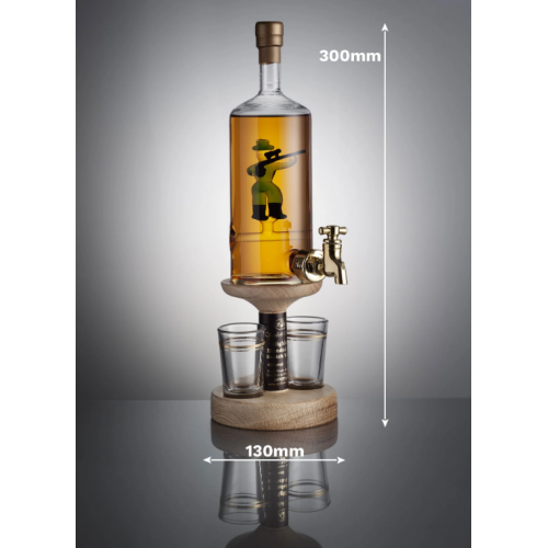Hunter Figure Tap & 2 Glasses Whisky Decanter (Stylish Whisky) - 40% 350ml