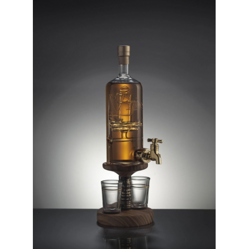 Ship In A Bottle Whisky Decanter With Tap & 2 Whisky Glasses (Stylish Whisky) - 40% 350ml