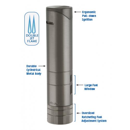 Xikar 5 x 64 Turrim G2 Twin Double Jet Lighter - Black