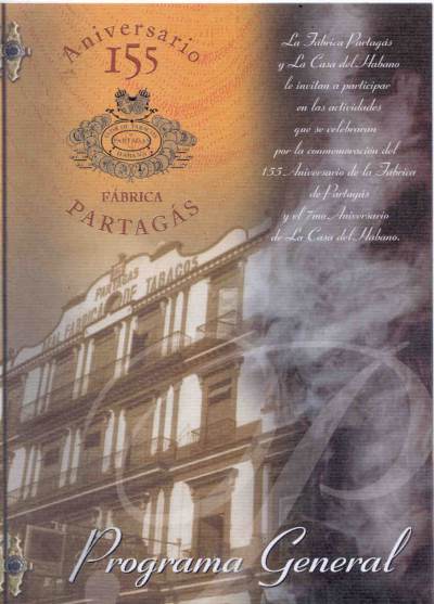 Partagas 155th Anniversary Dinner Program at the Hotel Nacionale