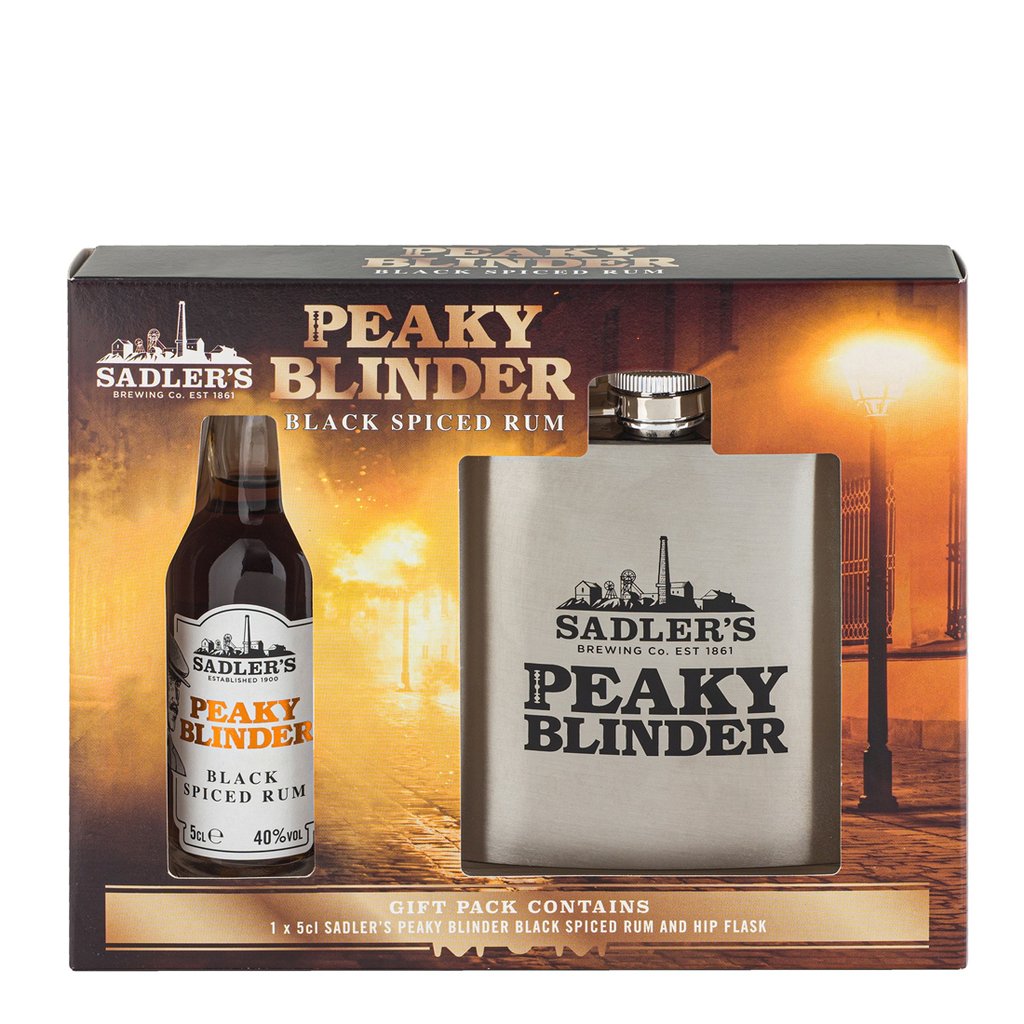 Peaky Blinder Black Spiced Rum 5cl & Hip Flask CHRISTMAS GIFT