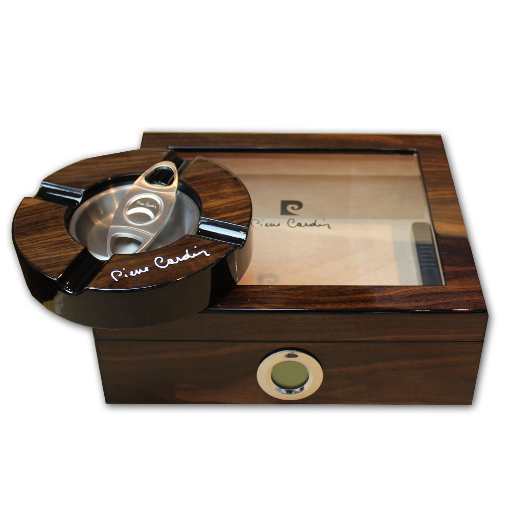 Pierre Cardin Lyon - Desk Top Cigar Humidor Set - 20 cigars capacity