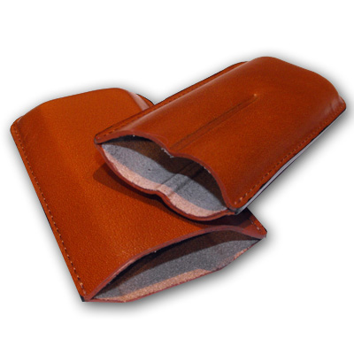 GBD Plain Leather Cigar Case - Two Robusto - TAN