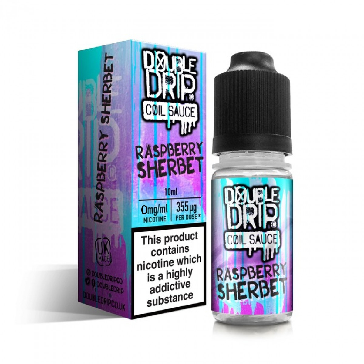 Double Drip Raspberry Sherbet Vape E- Liquid 3 x 10ml 0mg