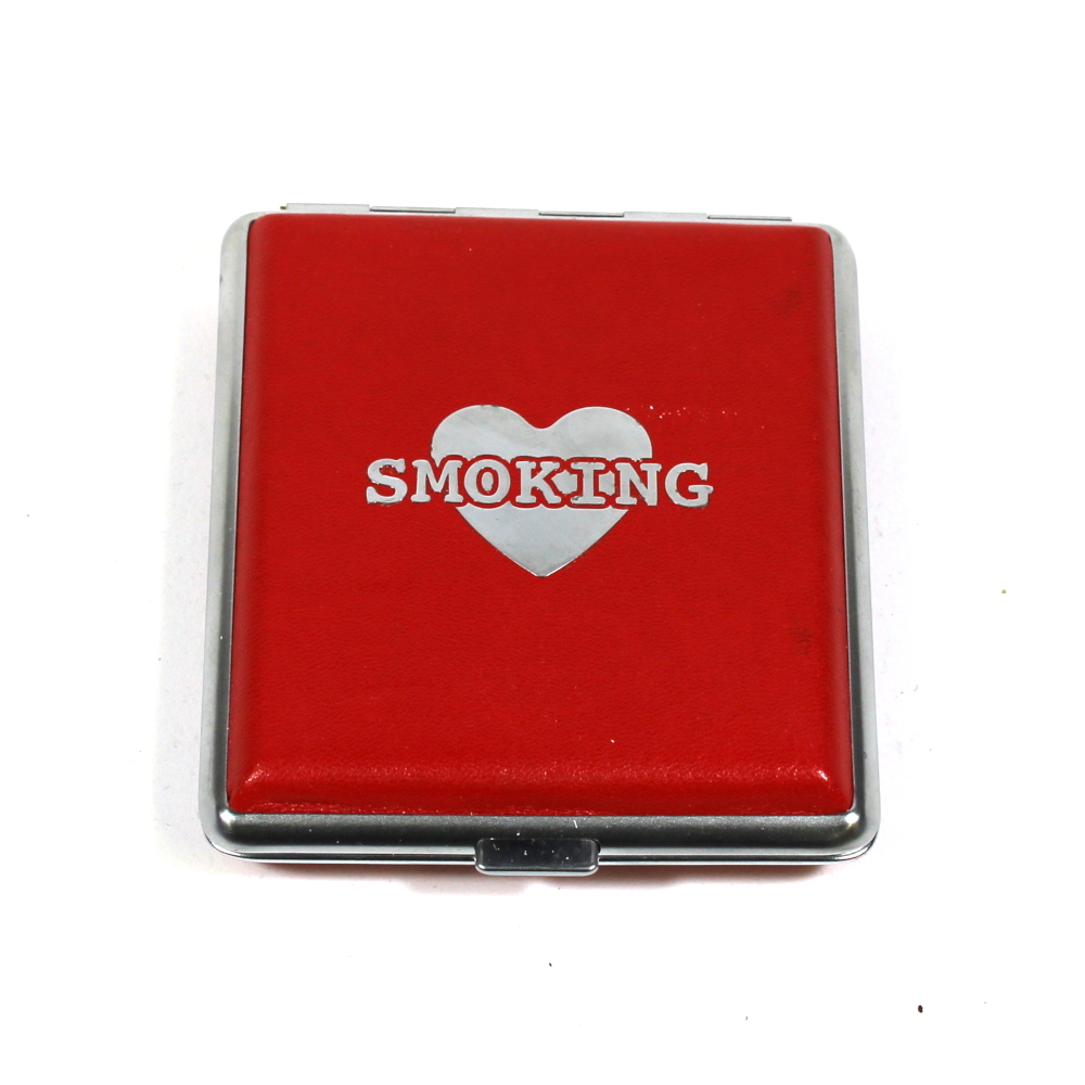 red leather cigarette case Women's with Lighter Pocket by CTM handcrafted from full grain leather for durability Rivet Cigarette Case