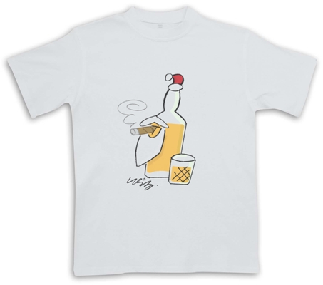 Santa Whisky & Cigar - White - Christmas Cigar Themed T-Shirt