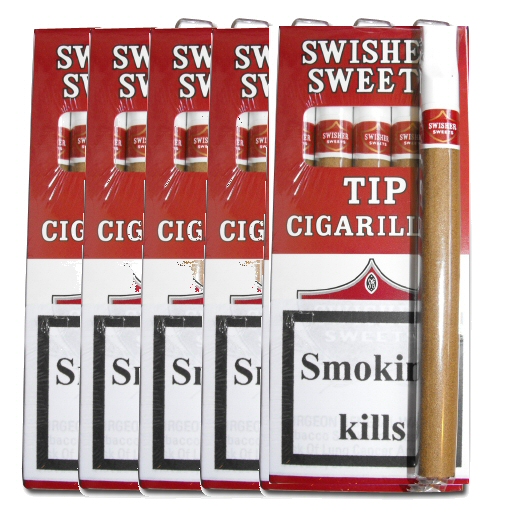 Swisher Cigarillos - TIPPED - 5 x 5 packs (25 cigars)