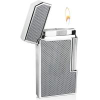 Caseti Full Cap Soft Flame Flint Lighter - Chrome Plated & Silver Carbon Fibre (End of Line)