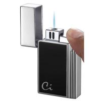 Caseti Full Cap Jet Flame Lighter - Chrome Plated Black Lacquer (End of Line)