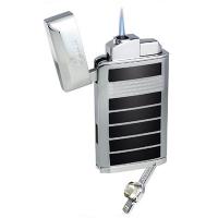 Caseti Jet Flame Lighter with Cigar Punch - Chrome Plated & Black Lacquer (End of Line)