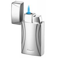 Caseti Flower Pattern Jet Flame Lighter - Chrome Plated & Engine Turn (End of Line)