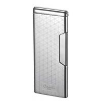 Caseti Push Button Soft Flame Lighter - Chrome Plated & Engine Turn (End of Line)