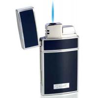 Caseti Full Cap Jet Flame Lighter - Chrome Plated & Blue Lacquer (End of Line)